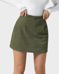 2-in-1 High Waisted Corduroy A-Line Skirt
