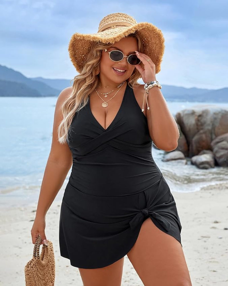 Plus size one piece swimdress clearance