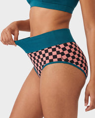 5-Pack Checkerboard High-Waisted Cotton Briefs