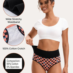 5-Pack Checkerboard High-Waisted Cotton Briefs