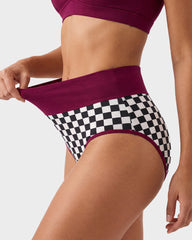 5-Pack Checkerboard High-Waisted Cotton Briefs