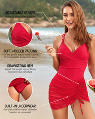 Drawstring Mesh One-Piece Swimsuit