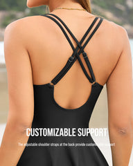 V-Neck Side-Slit One-Piece Swimdress