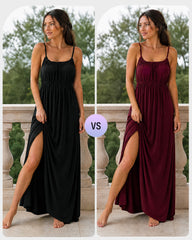 Backless Drawstring Maxi Cami Dress