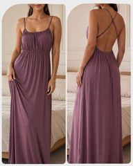 Backless Drawstring Maxi Cami Dress