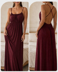 Backless Drawstring Maxi Cami Dress