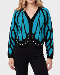 Butterfly-Wing Open-Front Knit Cardigan