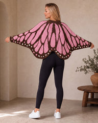 Butterfly-Wing Open-Front Knit Cardigan