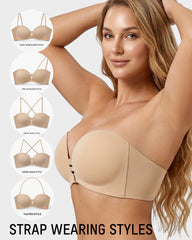Convertible Strapless Front-Closure Push-Up Bra