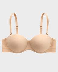 Convertible Strapless Half-Cup Wireless Push-Up Bra