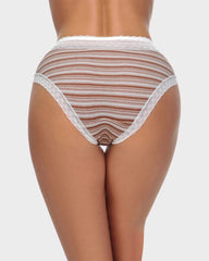 Cotton Seamless Printed Lace Stripe Briefs (5 Pack)
