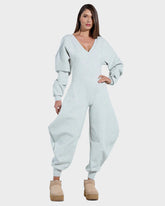 Cozy Deep V Sweatshirt Jumpsuit