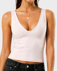 Deep U Neck Crop Tank Top