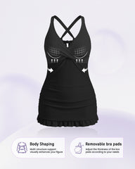 Deep V Cross-Back Ruched One-Piece Swimsuit