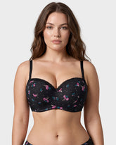 Deep V Lace Trim Full Coverage Push Up Bra