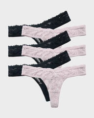 Elegant Comfort Floral Lace Thong (6 Pack)
