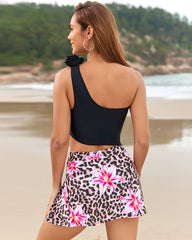Floral One-Shoulder Cut-Out Swimdress