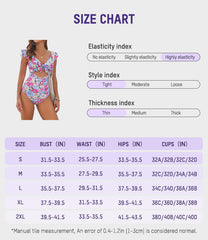 Floral Ruffle V-Neck Cutout One-Piece Swimsuit
