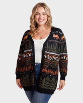 Fox Fair Isle Open-Front Knit Cardigan