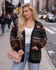 Fox Fair Isle Open-Front Knit Cardigan