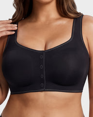 Front-Closure Square-Neck Breathable Minimizer Bra