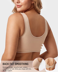 Front-Closure Square-Neck Breathable Minimizer Bra