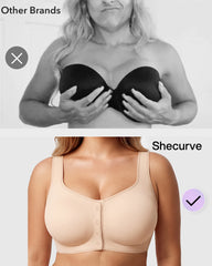 Front-Closure Square-Neck Breathable Minimizer Bra