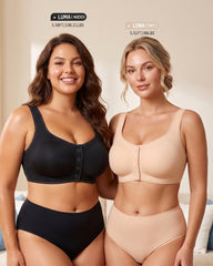 Front-Closure Square-Neck Breathable Minimizer Bra