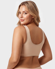 Front-Closure Square-Neck Breathable Minimizer Bra