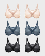 Front Closure Mesh Support Bra Multipack