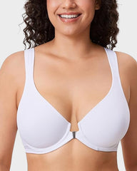 Front Closure Underwire Unlined Back Support Plunge Bra