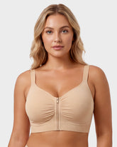 Front Zip No-Wire Support Bra