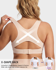 Front Closure Cross-Back Wireless Posture Bra