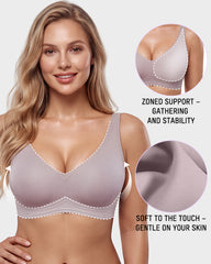 Full-Coverage Wireless V-Neck Support Bra