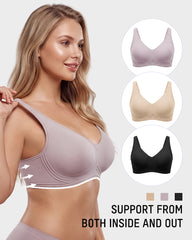 Full-Coverage Wireless V-Neck Support Bra