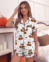 Halloween Cartoon 2-Piece Short-Sleeve Pajama Set