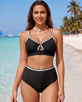 High-Waist V-Neck Bikini Set