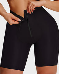 High-Waist Zip-Up Tummy Control Shaping Shorts