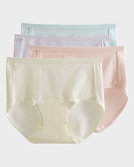 High-Waist Cotton Briefs with Extended Gusset & Antibacterial Lining (4 Pack)