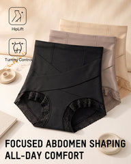 High-Waisted Crisscross Tummy-Control Butt-Lift Briefs(3 Pack)
