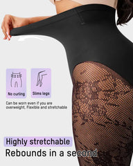 High-Waisted Floral Lace Sheer Tummy-Control Tights