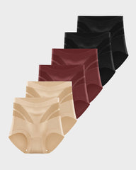 High-Waisted Mesh-Panel Full-Coverage Briefs (6-Pack)