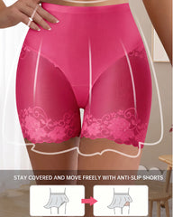 High-Waisted Stay-Put Lace Mesh Boyshorts (4-Pack)
