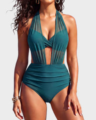 High-Waisted Tummy Control Mesh Bikini Set