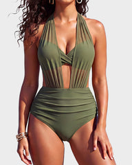 High-Waisted Tummy Control Mesh Bikini Set