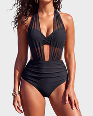 High-Waisted Tummy Control Mesh Bikini Set
