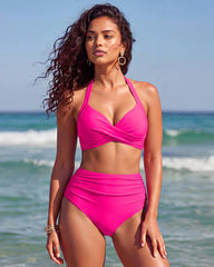 High-Waisted Tummy Control Mesh Bikini Set