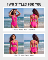 High-Waisted Tummy Control Mesh Bikini Set