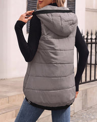 Lightweight Hooded Quilted Longline Vest