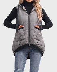Lightweight Hooded Quilted Longline Vest
